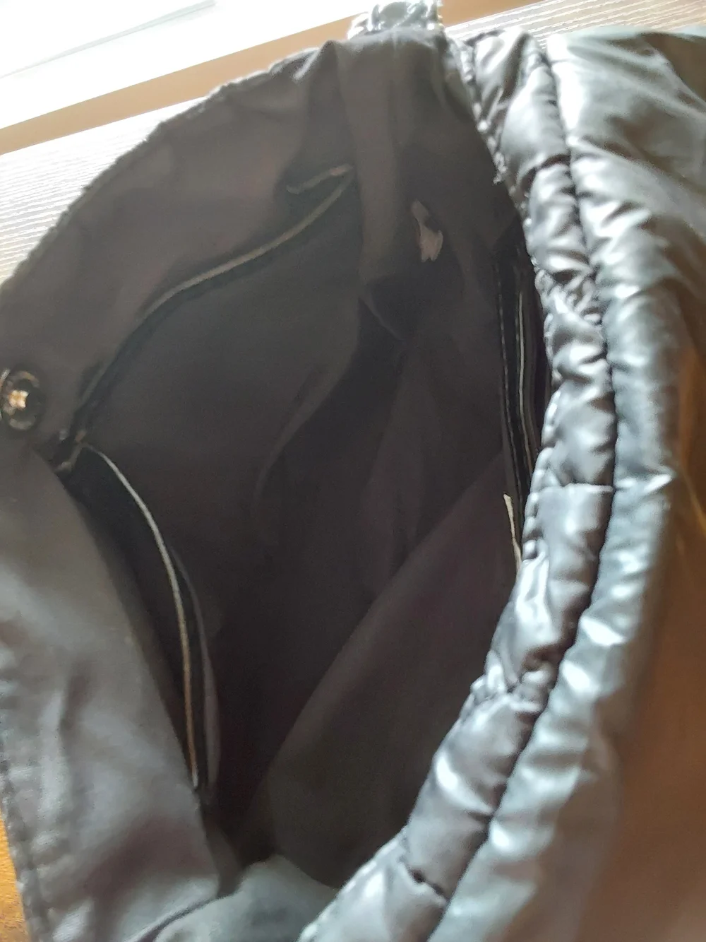 Chico's Quilted Black Shoulder Bag with Silver Chain
